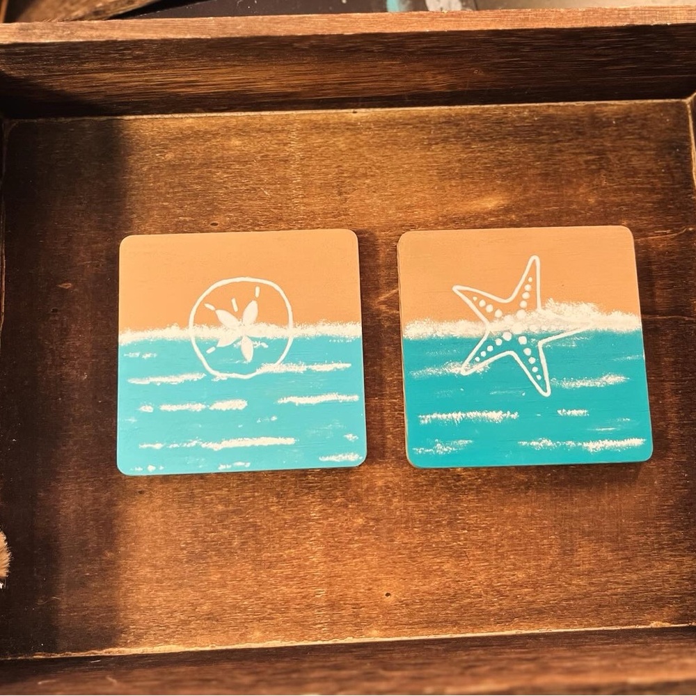 Wood coasters set of 2
